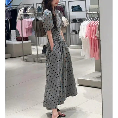 Ladies' Polka Dot Belted V-Neck Blouse