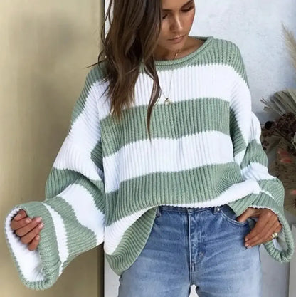 Ladies' Colorblock Stripe Sweater