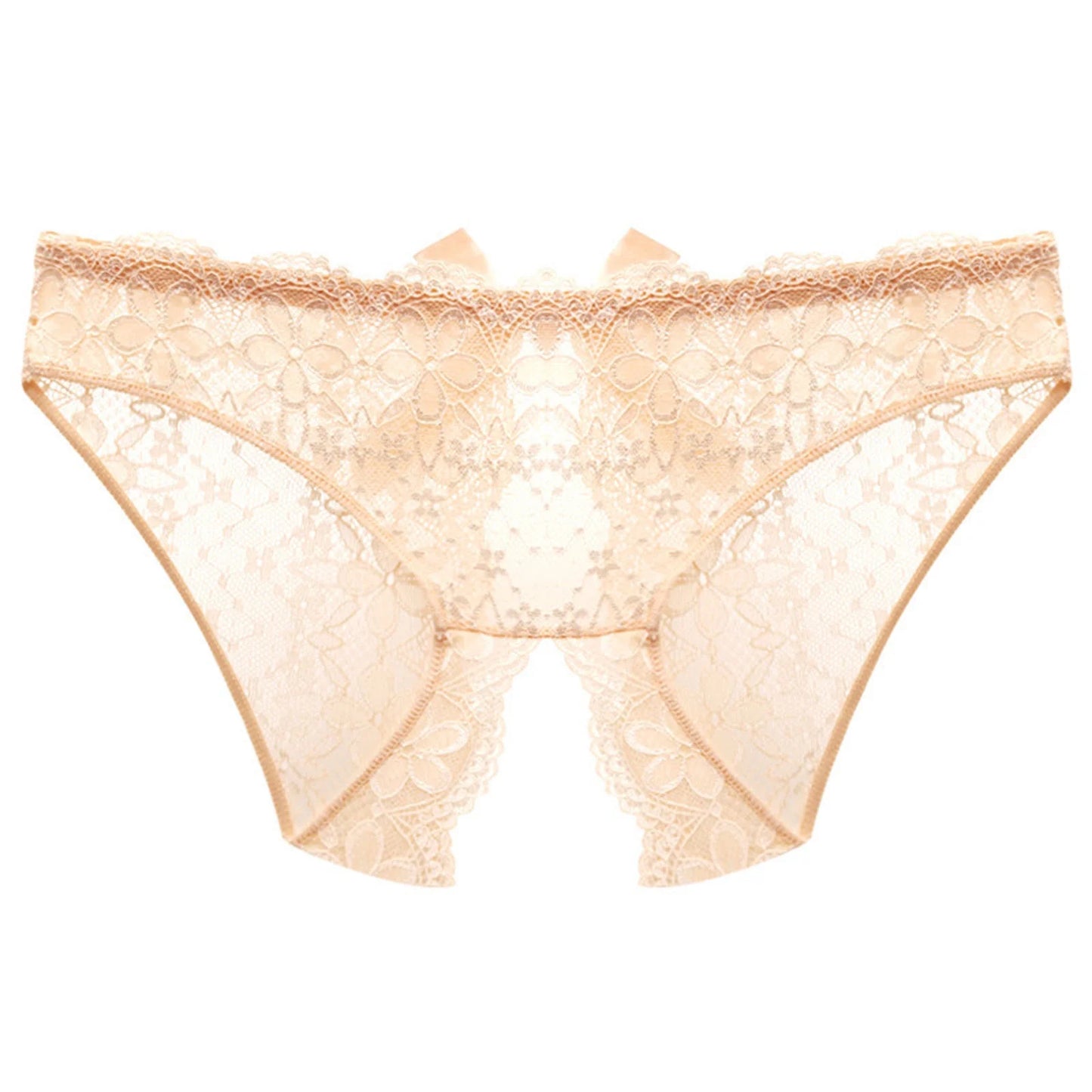 Crotchless Stretch Women'S Panties Beige Summer Open Crotch Panties Sheer Lace Adults Underpants,M-L
