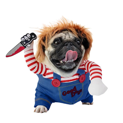 Chucky Dog Costume Halloween Dog Costumes Deadly Doll Halloween Costume for Dogs Halloween Cosplay Dog Party Clothes for Small Medium Large Dogs