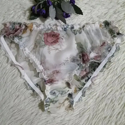 Translucent Silk Triangle Panties for Women