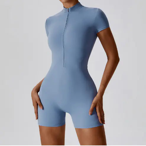 Chic Summer Zip Workout Bodysuit