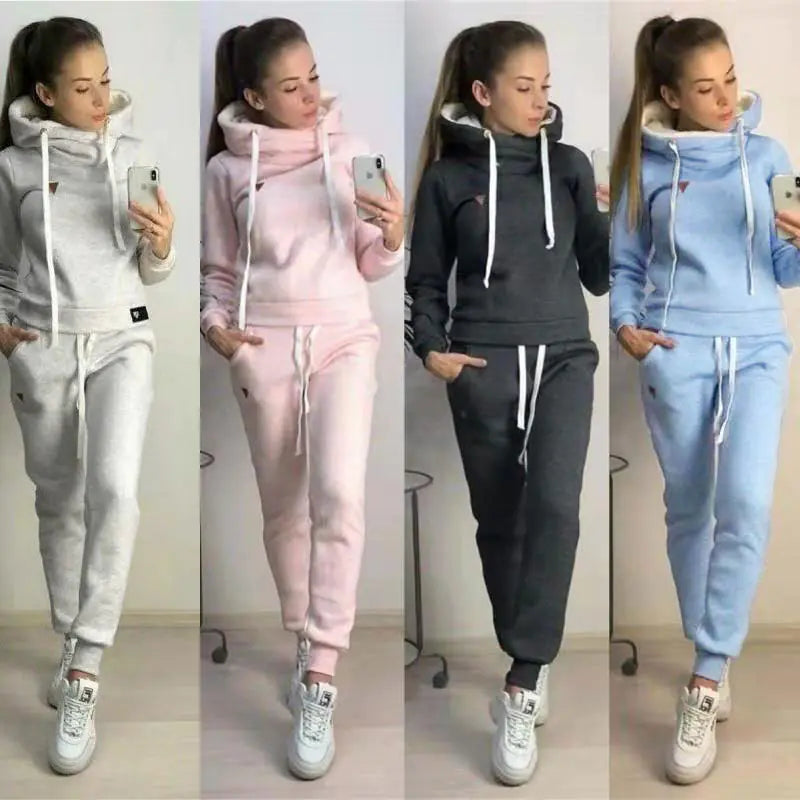 Fashionable Fleece Sports Set with Hoodie and Drawstring