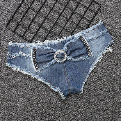 Chic Denim Bow Shorts - Beach Fit