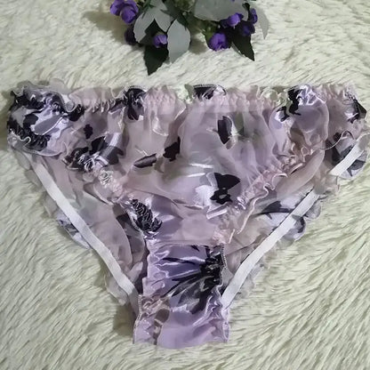 Translucent Silk Triangle Panties for Women