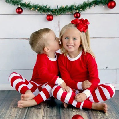 Striped Christmas Pajamas for Kids and Family Outfits