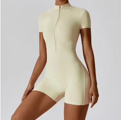 Chic Summer Zip Workout Bodysuit