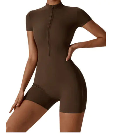 Chic Summer Zip Workout Bodysuit