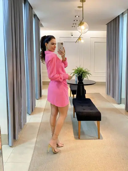 Chic Solid Ruffle Cardigan Dress