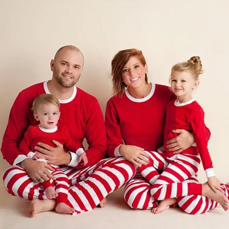 Striped Christmas Pajamas for Kids and Family Outfits