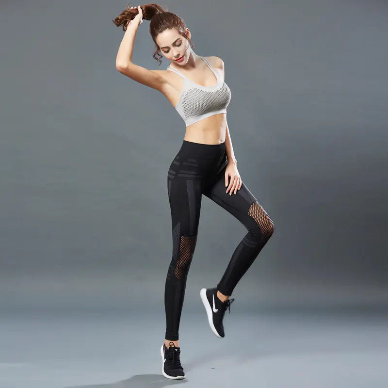 Chic Mesh Color-Block Yoga Leggings