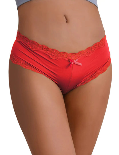 ohyeah Plus Size Cheeky Lace Underwear Panties Low Rise Boyshorts Sexy Hipster Panties for Women Cotton Crotch Ladies Underwear Panties Red XL-2X