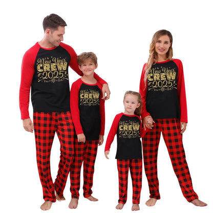 Family Christmas Pajamas Matching Sets 2025 Happy New Year Cute Couples Pjs Long Sleeve Holiday Jammies Xmas Loungewear