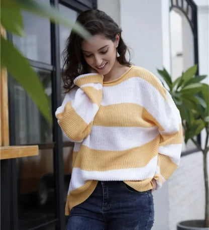 Ladies' Colorblock Stripe Sweater