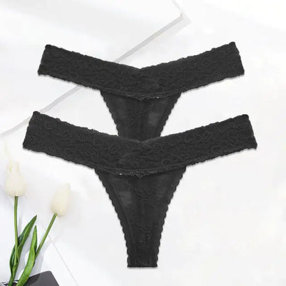 Chic Solid Color Lace Thongs