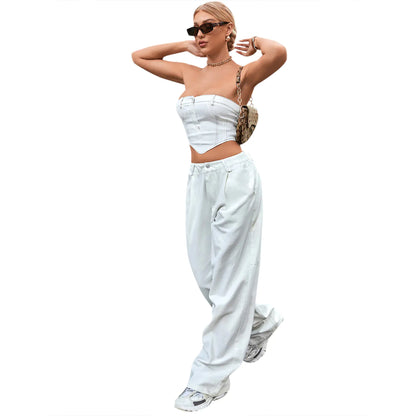 Chic High-Waist Loose Denim Pants