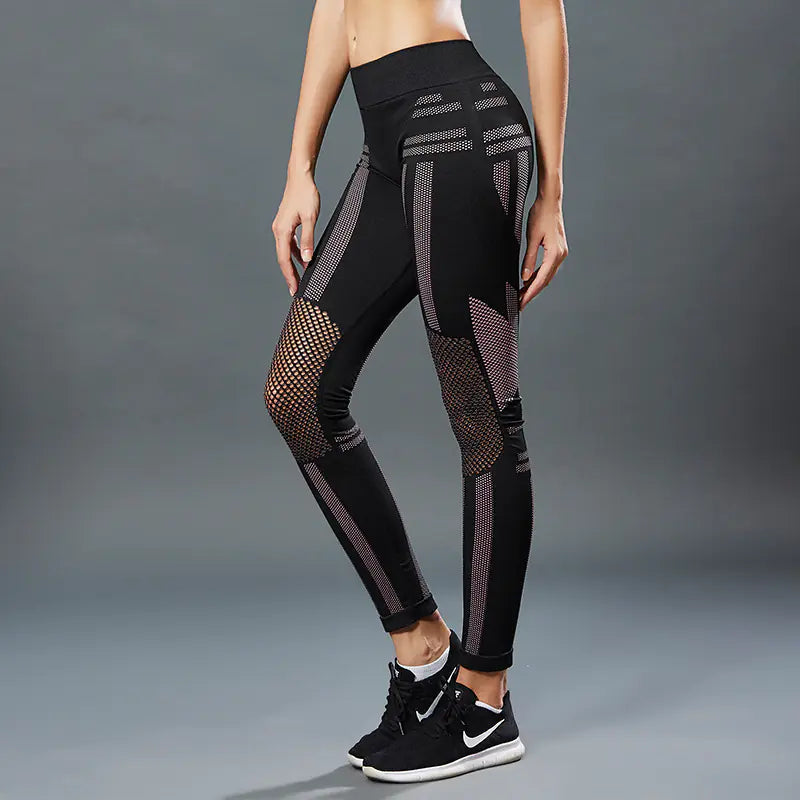 Chic Mesh Color-Block Yoga Leggings