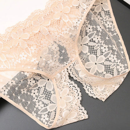 Crotchless Stretch Women'S Panties Beige Summer Open Crotch Panties Sheer Lace Adults Underpants,M-L