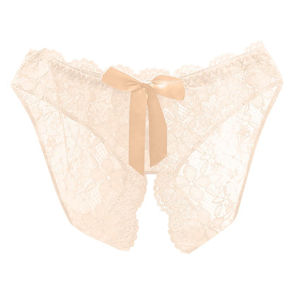 Crotchless Stretch Women'S Panties Beige Summer Open Crotch Panties Sheer Lace Adults Underpants,M-L