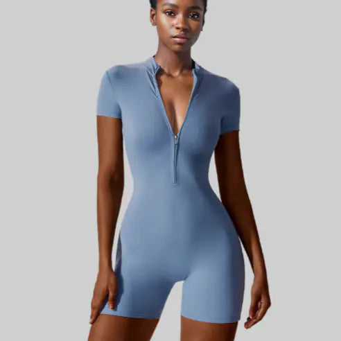 Chic Summer Zip Workout Bodysuit