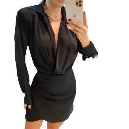 Chic Solid Ruffle Cardigan Dress