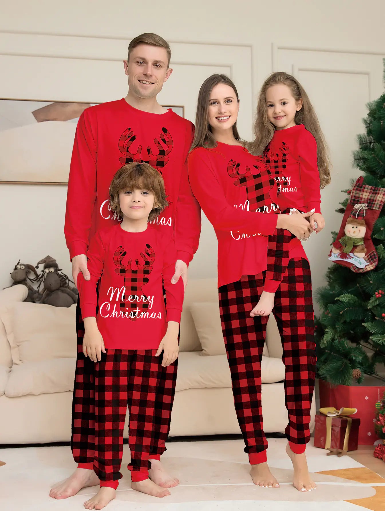 2024 Christmas Family Pajamas with Letter Print