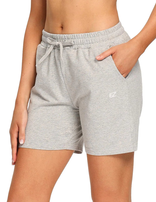 EZRUN Womens Bermuda Shorts Summer Sweat Shorts with Deep Pockets 5" Cotton Shorts for Women Gym Workout