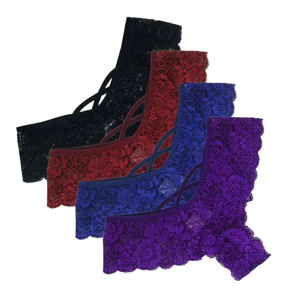 4-Pack Elegant Lace Ladies Panties Plus Size