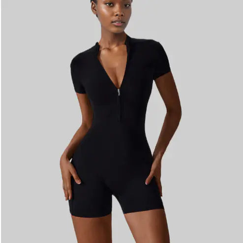 Chic Summer Zip Workout Bodysuit