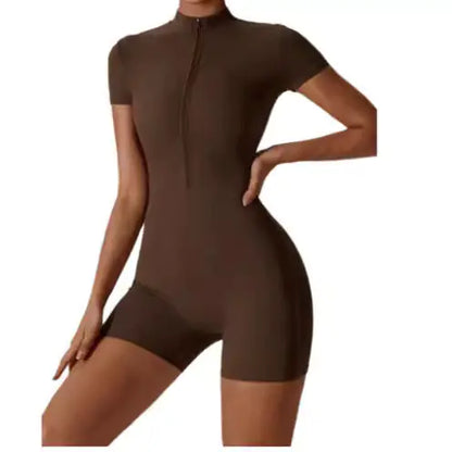 Chic Summer Zip Workout Bodysuit