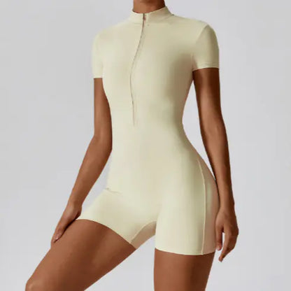 Chic Summer Zip Workout Bodysuit