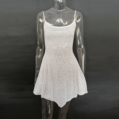 Chic Sheer Sling Dress with Embellishments